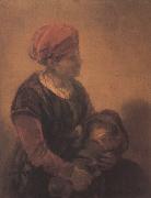 Barent fabritius Woman with a Child in Swaddling Clothes (mk33) oil painting on canvas